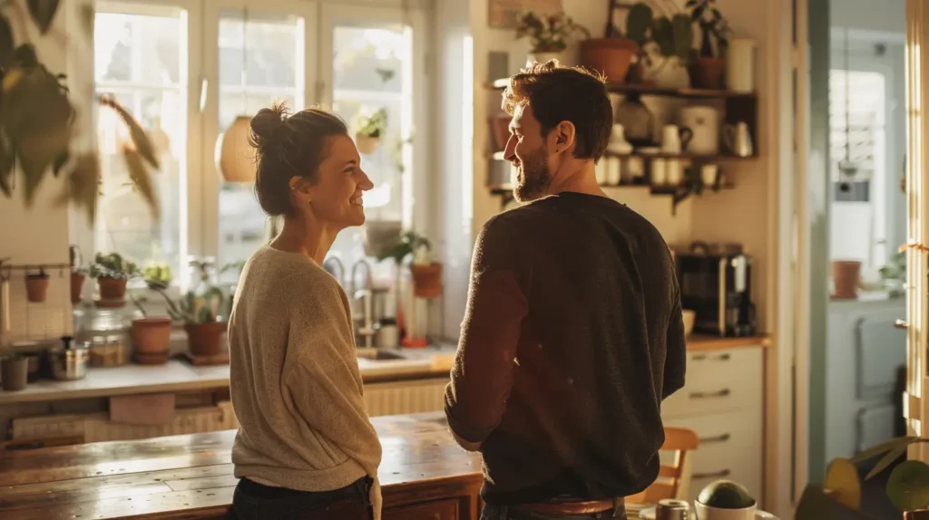 giovane coppia in bella casa accogliente