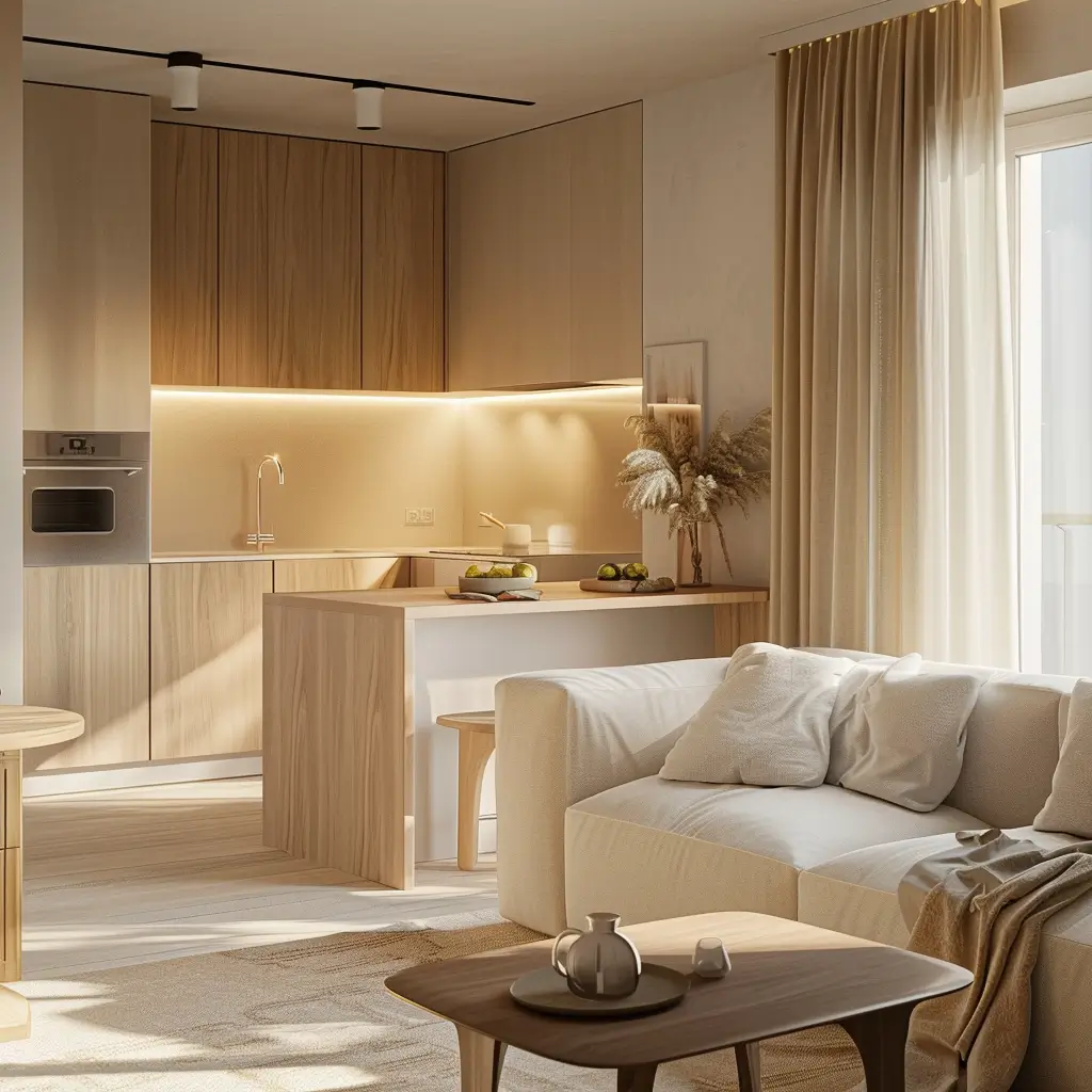 Esempio di cucina angolare in muratura dal design minimal contemporaneo