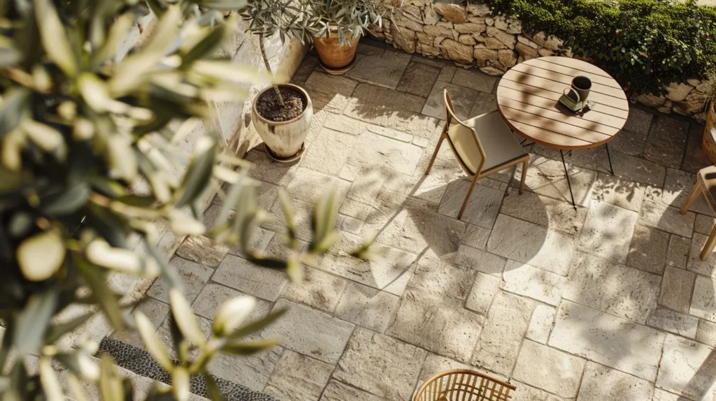 giardino visto dall'alto ben arredato