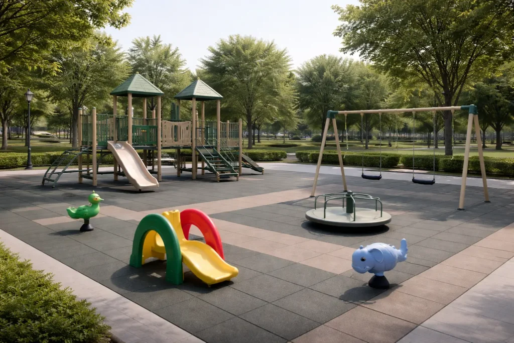 parco giochi per bambini con pavimento antitrauma per esterni