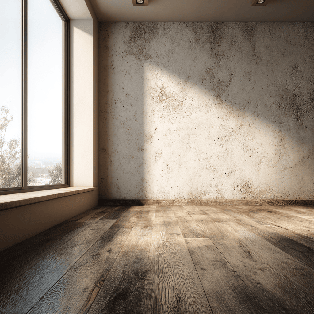 stanza vuota appena ristrutturata con ampie vetrate